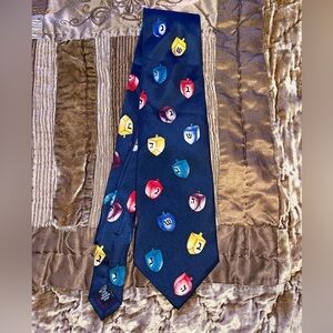 Men's Blue Dreidel Pattern Tie